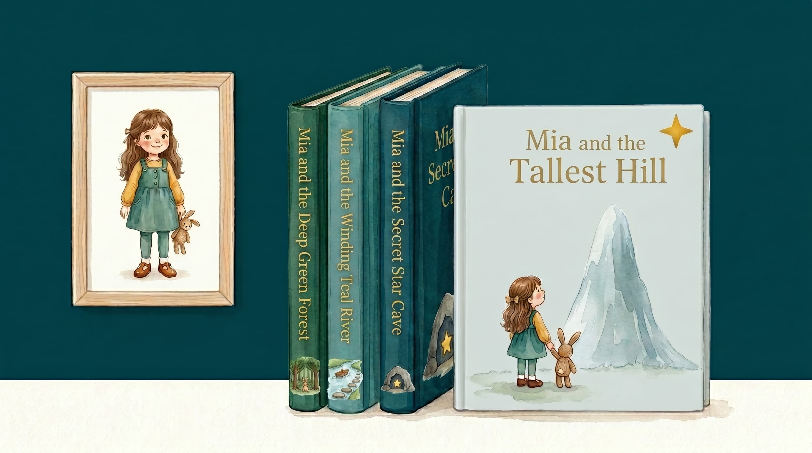Der gespeicherte Held neben einer kleinen Bibliothek seiner Bücher