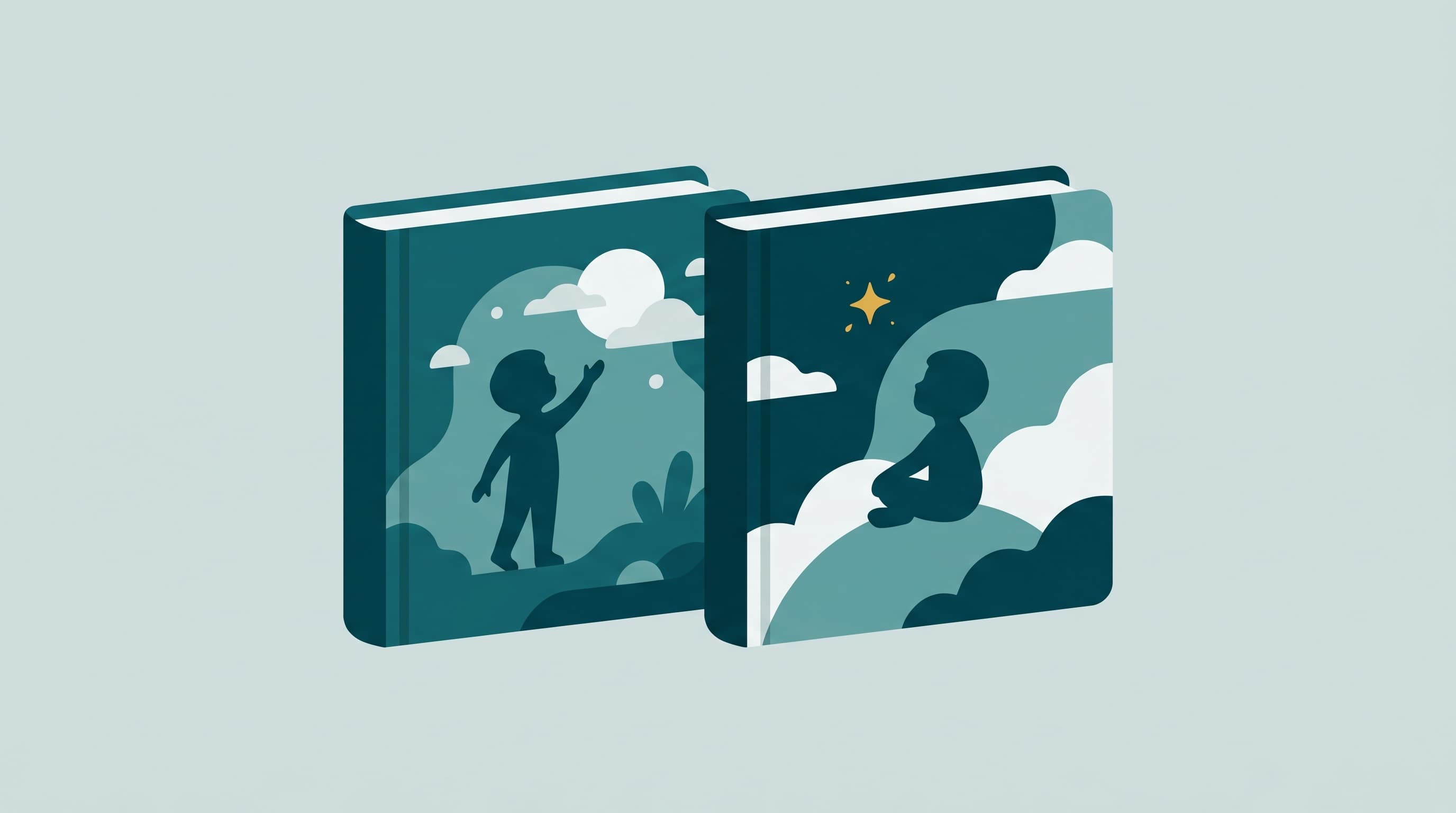 Due libri affiancati, lo stesso bambino su entrambe le copertine, una piccola stella dorata sulla seconda